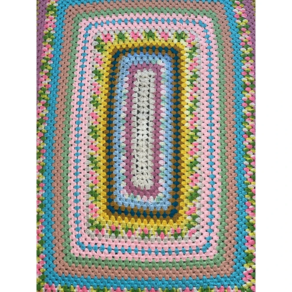 Handmade‎ Crochet Afghan Throw Baby Lap Blanket Multi 50